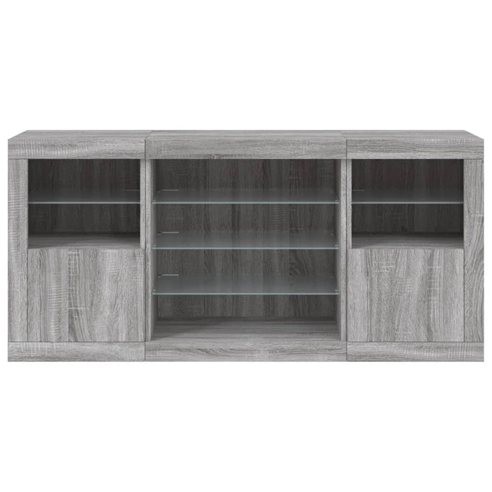 Servantă cu lumini LED, gri sonoma, 142,5x37x67 cm - WALTI WALTI