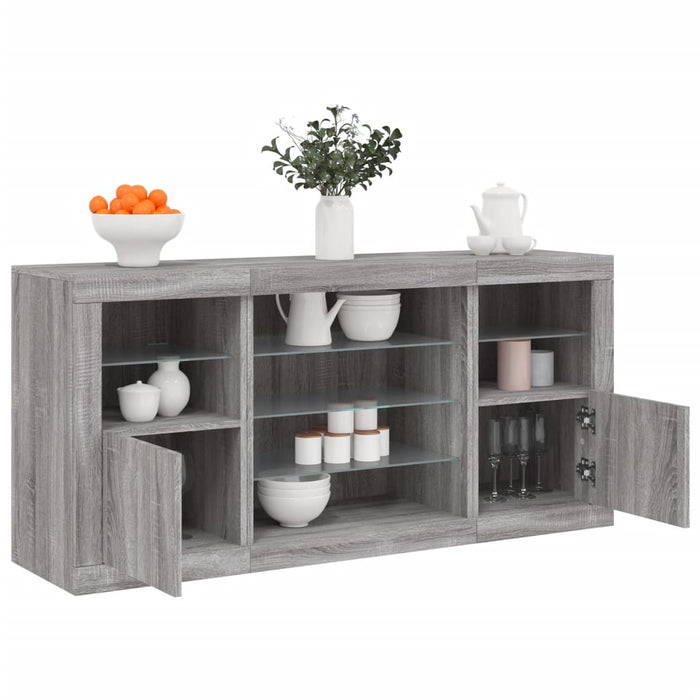 Servantă cu lumini LED, gri sonoma, 142,5x37x67 cm - WALTI WALTI