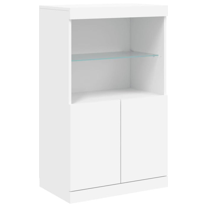 Servantă cu lumini LED, 3 buc., alb, lemn prelucrat - WALTI WALTI
