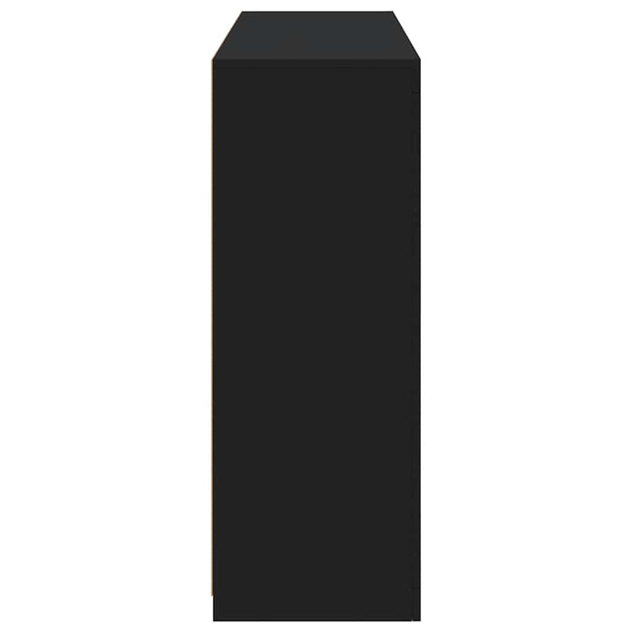 Servantă cu lumini LED, 3 buc., negru, lemn prelucrat WALTI