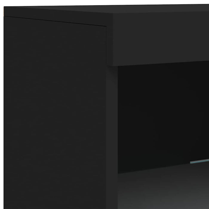 Servantă cu lumini LED, 3 buc., negru, lemn prelucrat WALTI