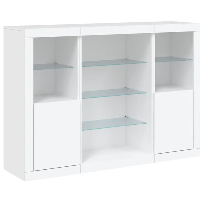 Servantă cu lumini LED, 3 buc., alb, lemn prelucrat - WALTI WALTI