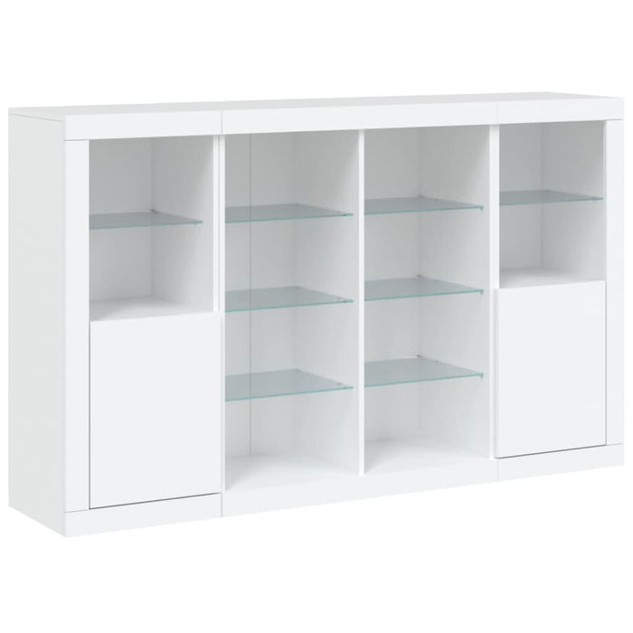 Servantă cu lumini LED, 3 buc., alb, lemn prelucrat - WALTI WALTI