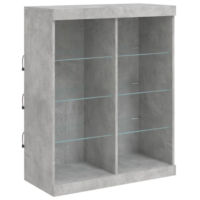 Servantă cu lumini LED, 3 buc., gri beton, lemn prelucrat - WALTI WALTI