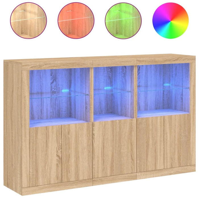 Servantă cu lumini LED, stejar sonoma, 162x37x100 cm - WALTI WALTI