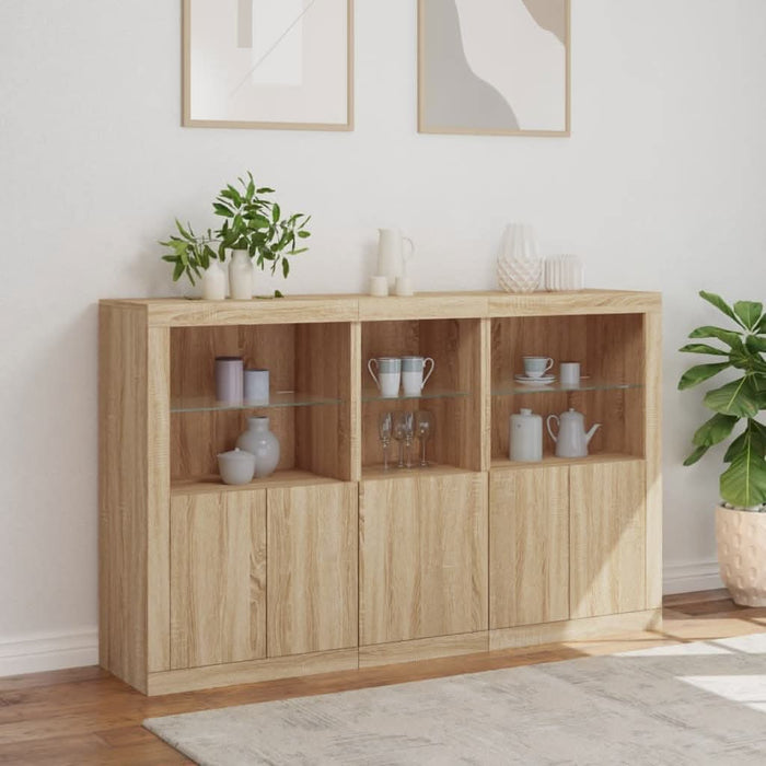 Servantă cu lumini LED, stejar sonoma, 162x37x100 cm - WALTI WALTI