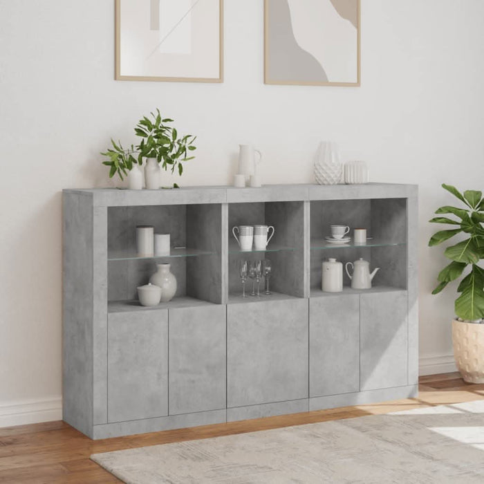 Servantă cu lumini LED, gri beton, 162x37x100 cm - WALTI WALTI