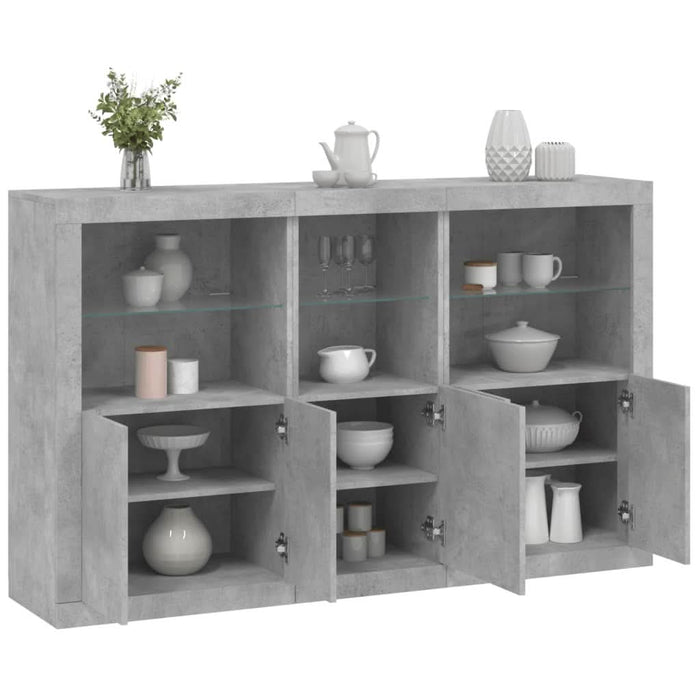 Servantă cu lumini LED, gri beton, 162x37x100 cm - WALTI WALTI