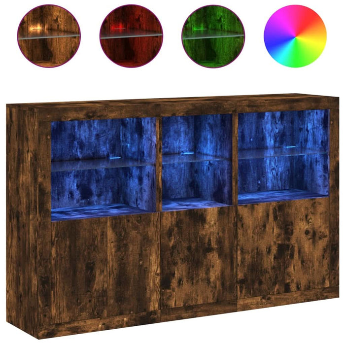 Servantă cu lumini LED, stejar fumuriu, 162x37x100 cm - WALTI WALTI