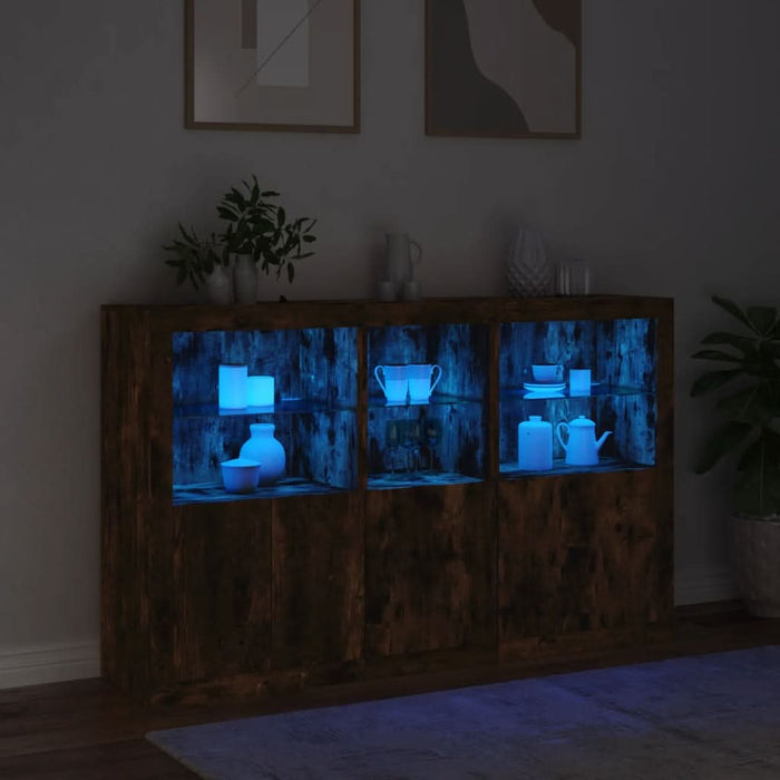 Servantă cu lumini LED, stejar fumuriu, 162x37x100 cm - WALTI WALTI