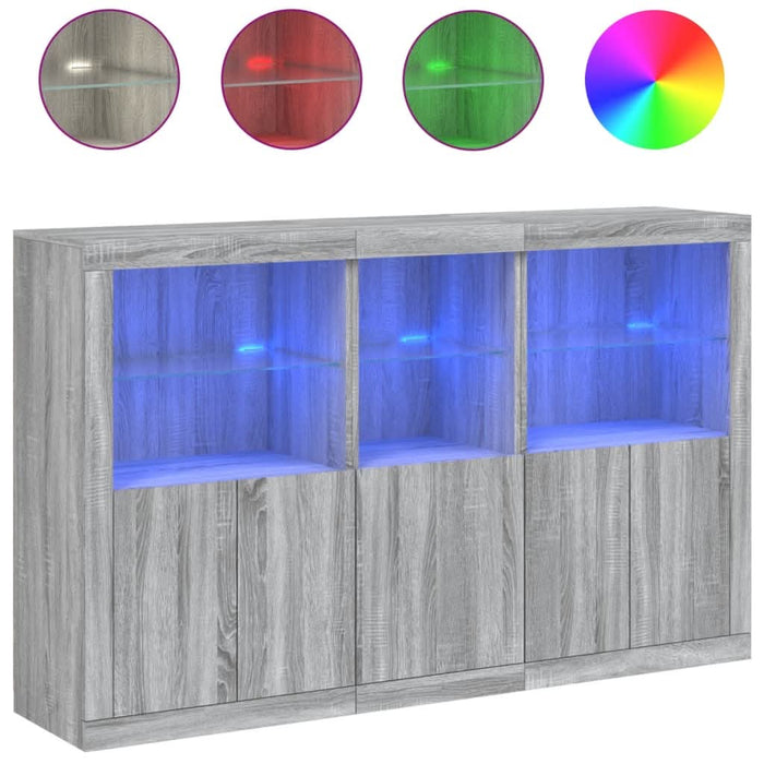 Servantă cu lumini LED, gri sonoma, 162x37x100 cm - WALTI WALTI