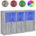 Servantă cu lumini LED, gri sonoma, 162x37x100 cm - WALTI WALTI