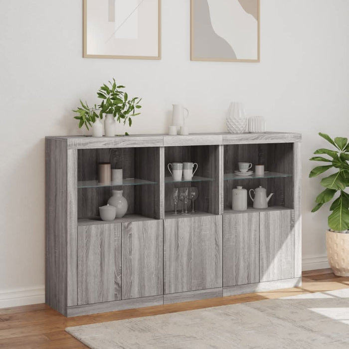 Servantă cu lumini LED, gri sonoma, 162x37x100 cm - WALTI WALTI