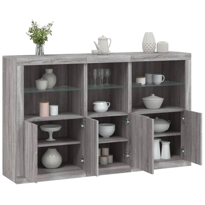 Servantă cu lumini LED, gri sonoma, 162x37x100 cm - WALTI WALTI