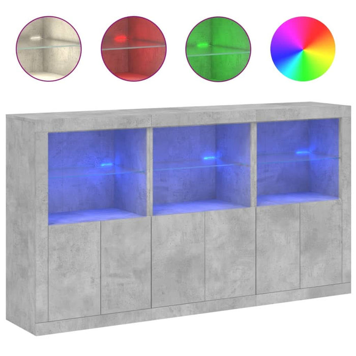 Servantă cu lumini LED, gri beton, 181,5x37x100 cm - WALTI WALTI