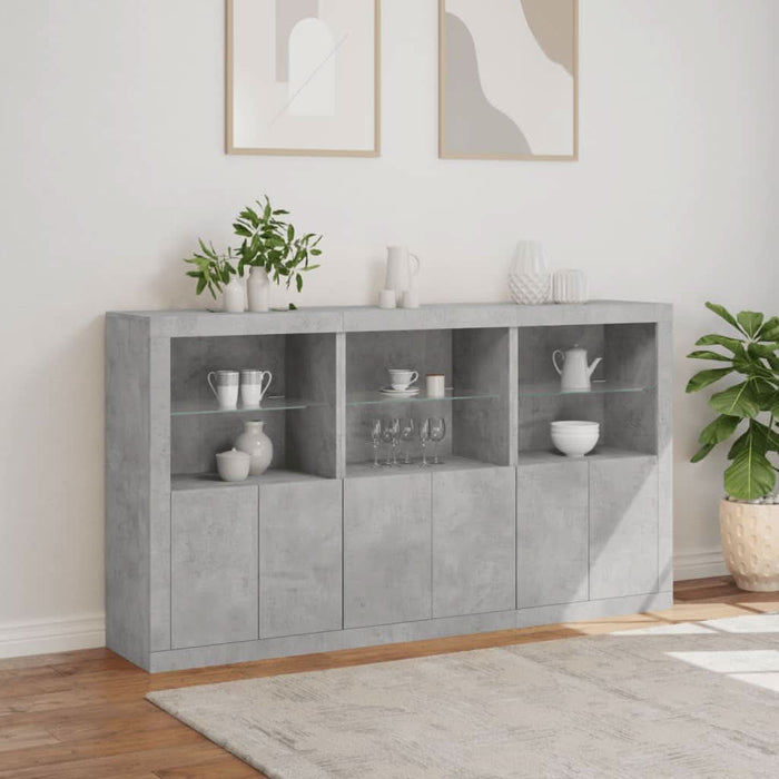 Servantă cu lumini LED, gri beton, 181,5x37x100 cm - WALTI WALTI