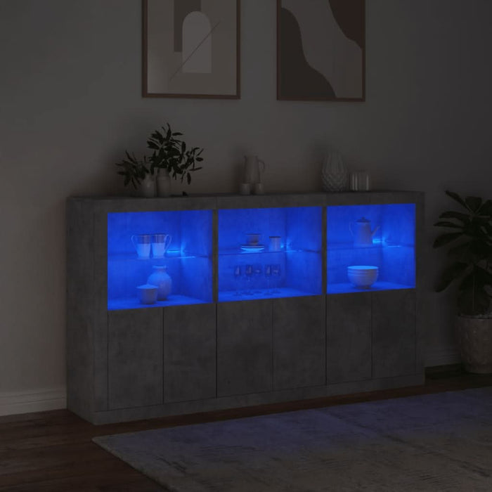 Servantă cu lumini LED, gri beton, 181,5x37x100 cm - WALTI WALTI