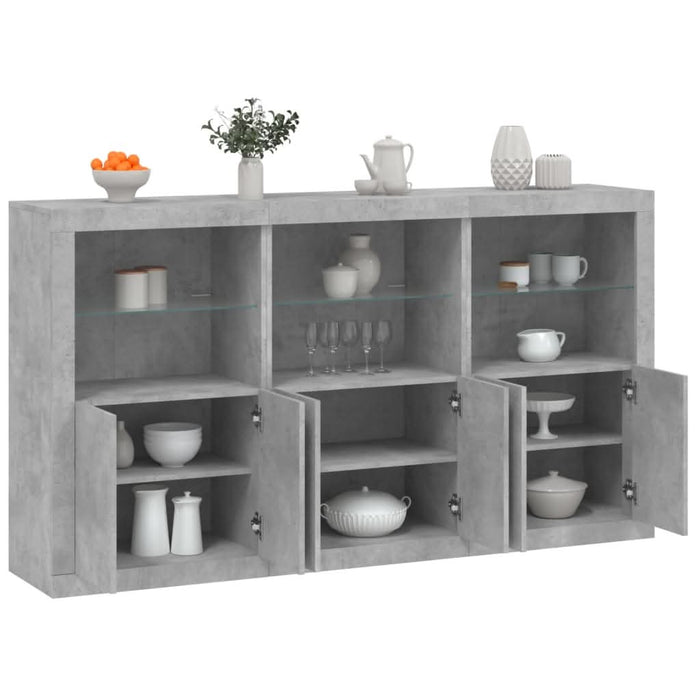 Servantă cu lumini LED, gri beton, 181,5x37x100 cm - WALTI WALTI
