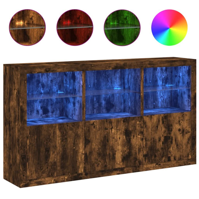 Servantă cu lumini LED, stejar fumuriu, 181,5x37x100 cm - WALTI WALTI