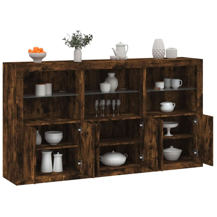 Servantă cu lumini LED, stejar fumuriu, 181,5x37x100 cm - WALTI WALTI