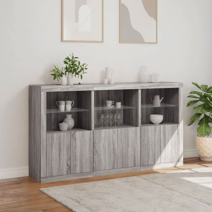 Servantă cu lumini LED, gri sonoma, 181,5x37x100 cm - WALTI WALTI