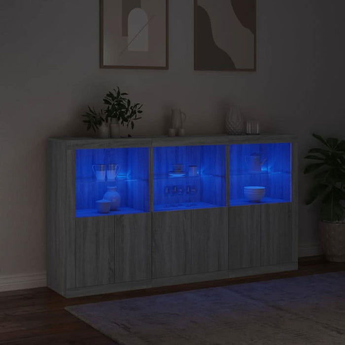 Servantă cu lumini LED, gri sonoma, 181,5x37x100 cm - WALTI WALTI