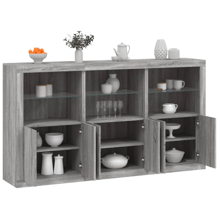 Servantă cu lumini LED, gri sonoma, 181,5x37x100 cm - WALTI WALTI