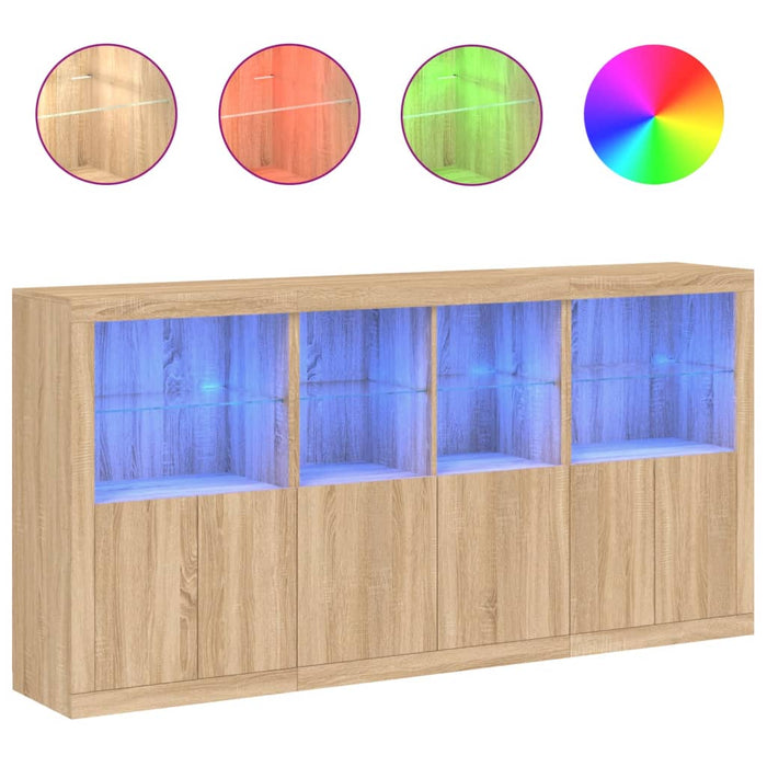 Servantă cu lumini LED, stejar sonoma, 202x37x100 cm WALTI