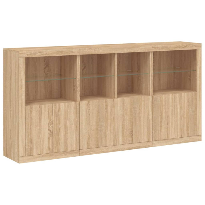 Servantă cu lumini LED, stejar sonoma, 202x37x100 cm WALTI