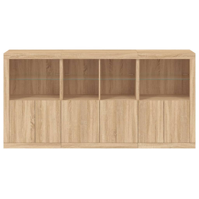 Servantă cu lumini LED, stejar sonoma, 202x37x100 cm WALTI