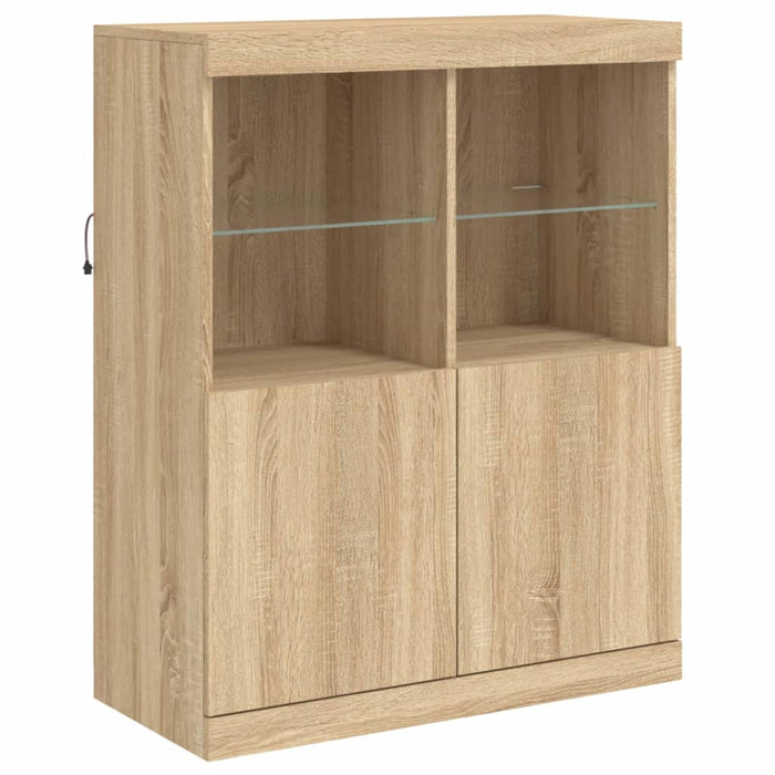 Servantă cu lumini LED, stejar sonoma, 202x37x100 cm WALTI
