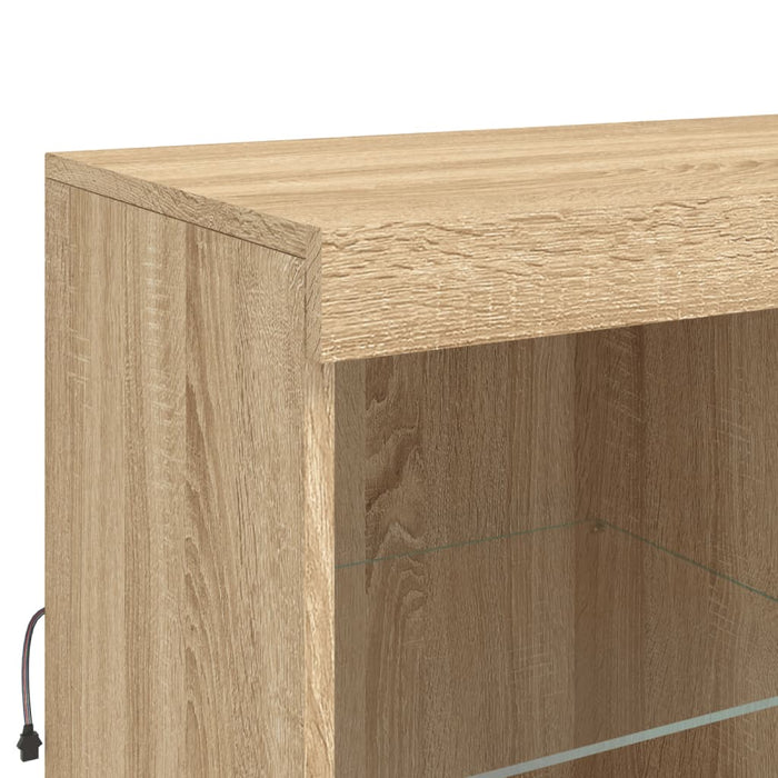 Servantă cu lumini LED, stejar sonoma, 202x37x100 cm WALTI