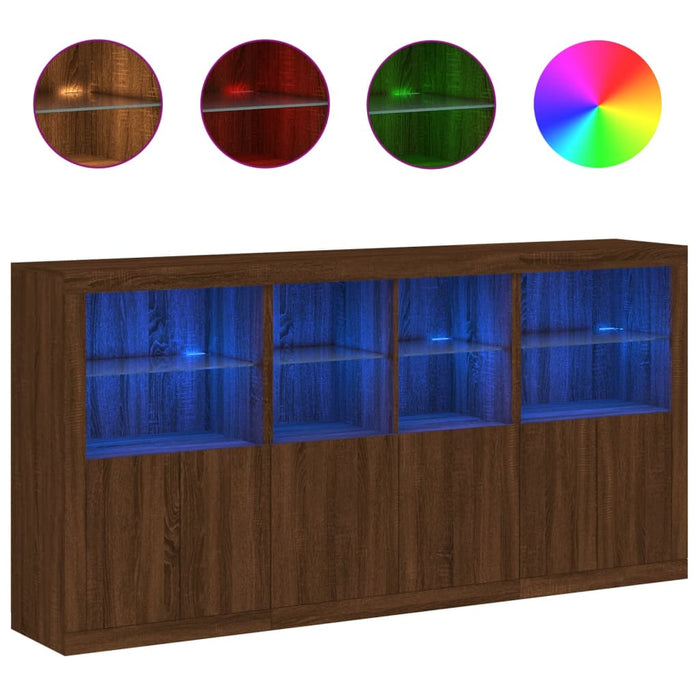 Servantă cu lumini LED, stejar maro, 202x37x100 cm WALTI