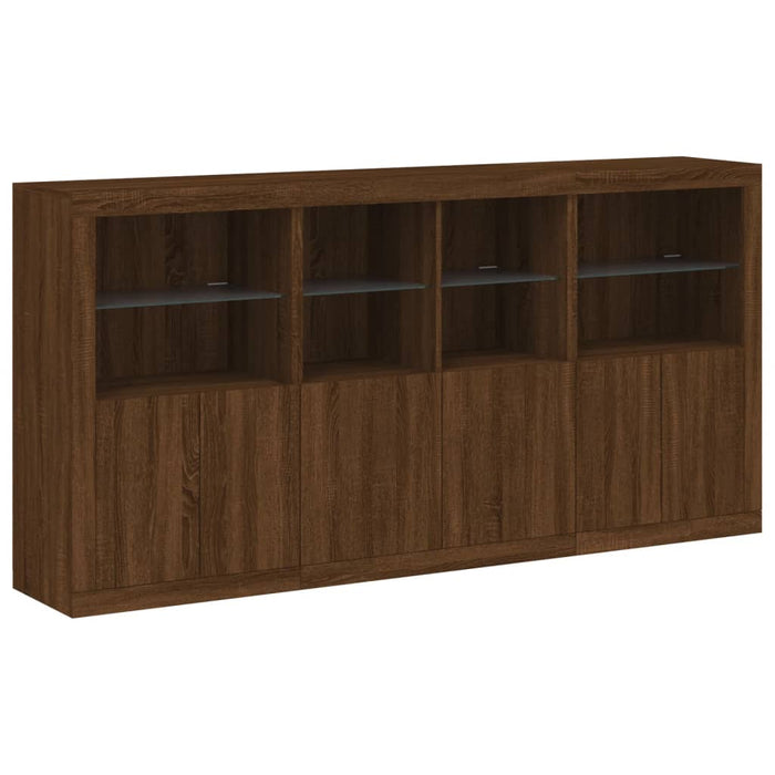 Servantă cu lumini LED, stejar maro, 202x37x100 cm WALTI