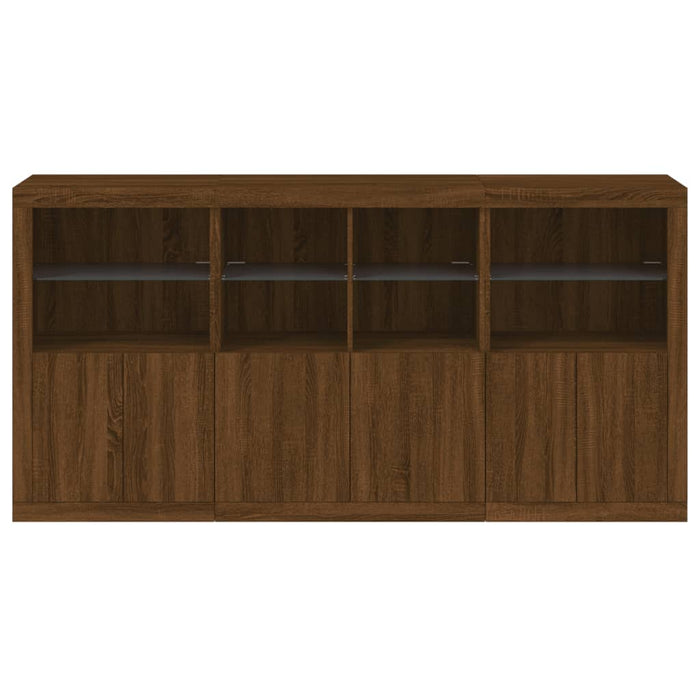 Servantă cu lumini LED, stejar maro, 202x37x100 cm WALTI