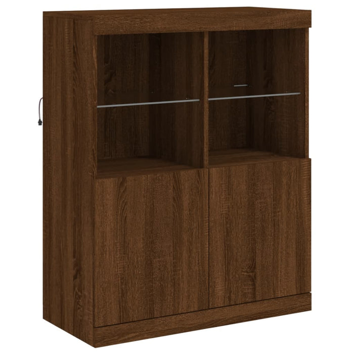 Servantă cu lumini LED, stejar maro, 202x37x100 cm WALTI
