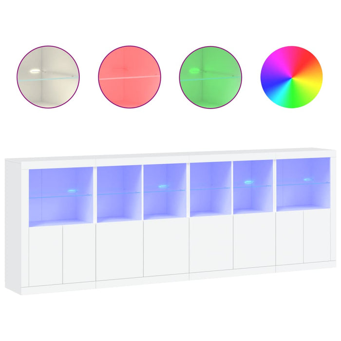 Servantă cu lumini LED, alb, 283x37x100 cm WALTI