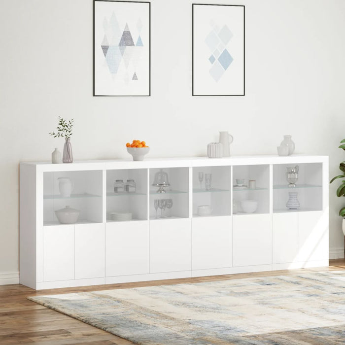Servantă cu lumini LED, alb, 283x37x100 cm WALTI