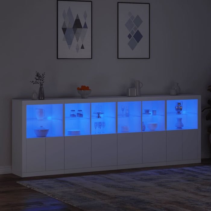 Servantă cu lumini LED, alb, 283x37x100 cm WALTI