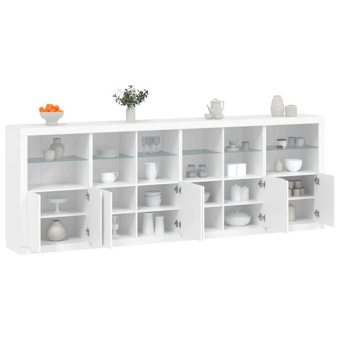 Servantă cu lumini LED, alb, 283x37x100 cm WALTI