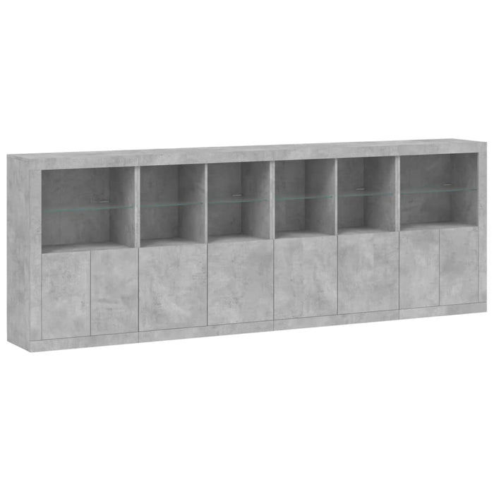 Servantă cu lumini LED, gri beton, 283x37x100 cm WALTI