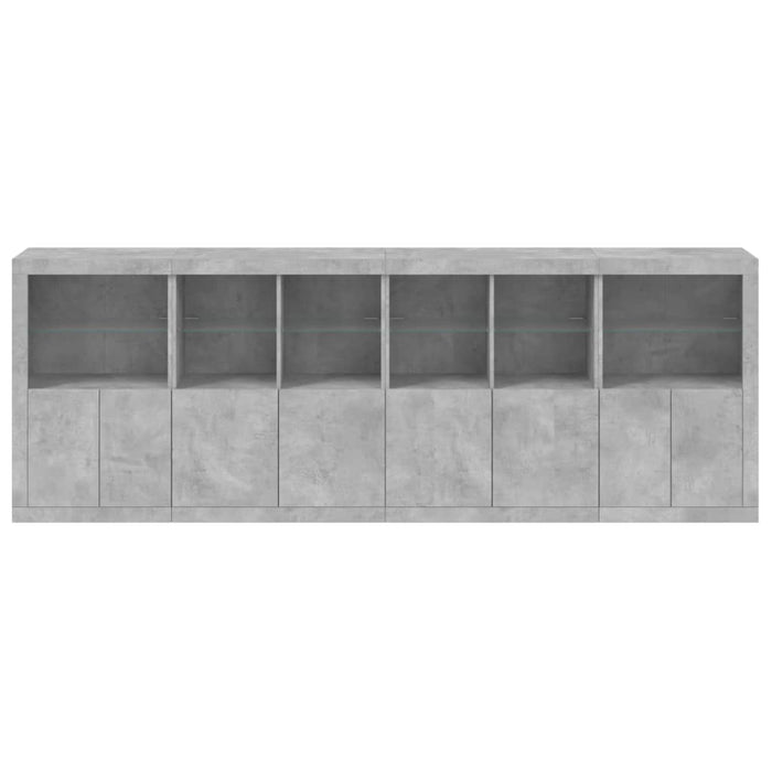 Servantă cu lumini LED, gri beton, 283x37x100 cm WALTI
