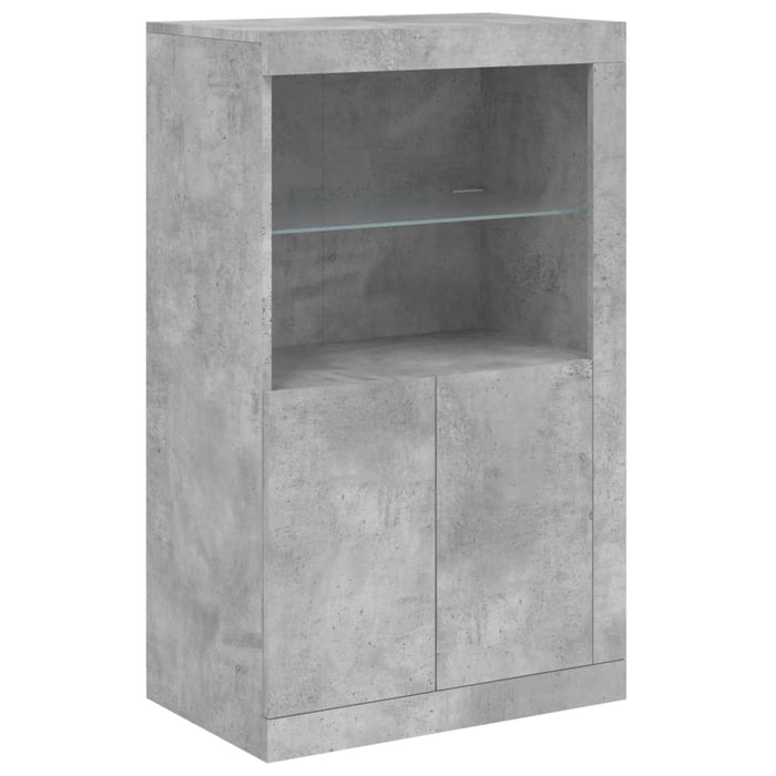 Servantă cu lumini LED, gri beton, 283x37x100 cm WALTI