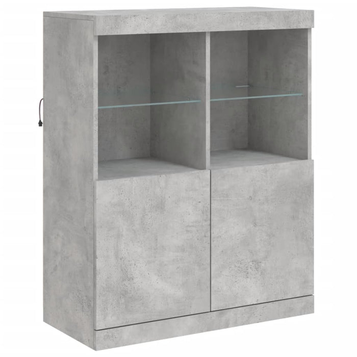 Servantă cu lumini LED, gri beton, 283x37x100 cm WALTI