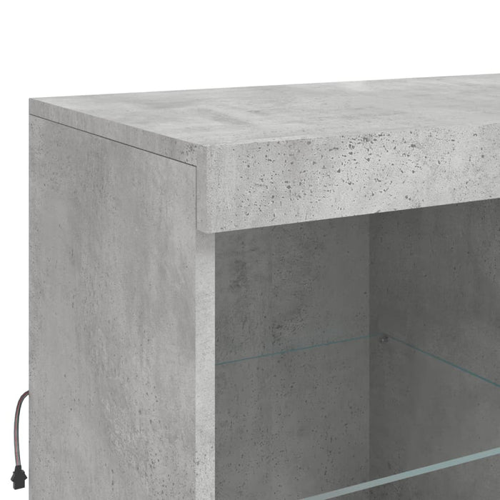 Servantă cu lumini LED, gri beton, 283x37x100 cm WALTI