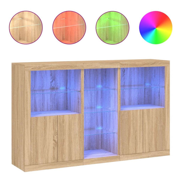 Servantă cu lumini LED, stejar sonoma, 162x37x100 cm - WALTI WALTI