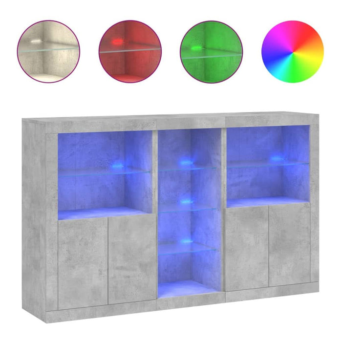 Servantă cu lumini LED, gri beton, 162x37x100 cm - WALTI WALTI