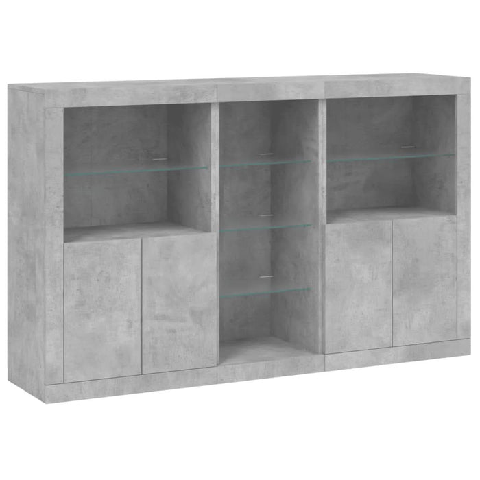 Servantă cu lumini LED, gri beton, 162x37x100 cm - WALTI WALTI
