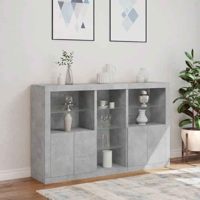 Servantă cu lumini LED, gri beton, 162x37x100 cm - WALTI WALTI