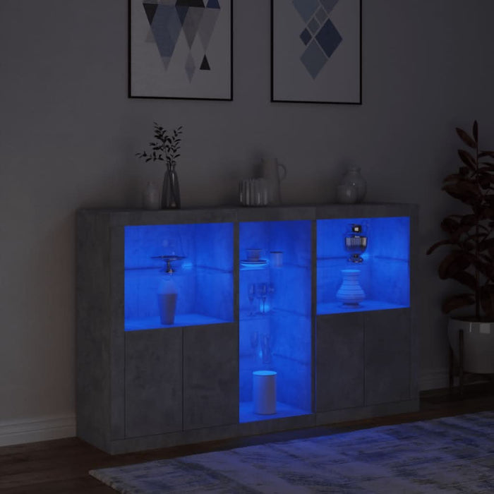 Servantă cu lumini LED, gri beton, 162x37x100 cm - WALTI WALTI